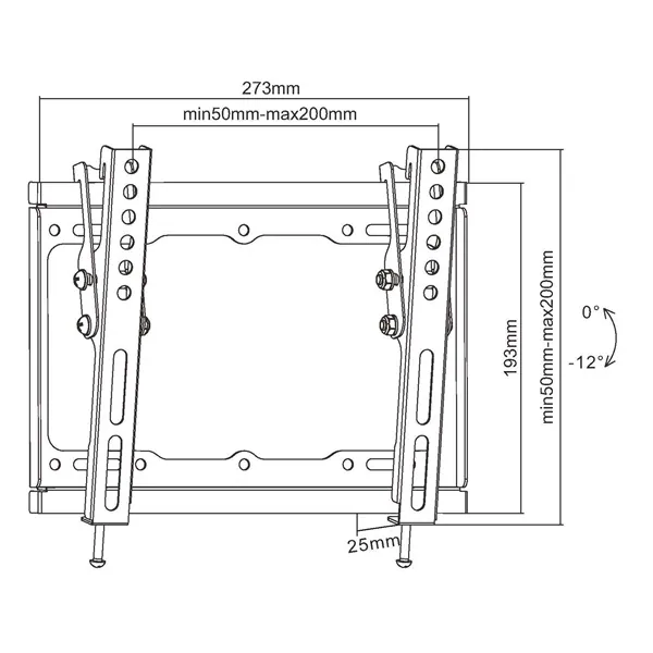 Equip TV Fali konzol - 650408 (23"-43", dönthető, Max.: 35kg, fekete) – 4. kép