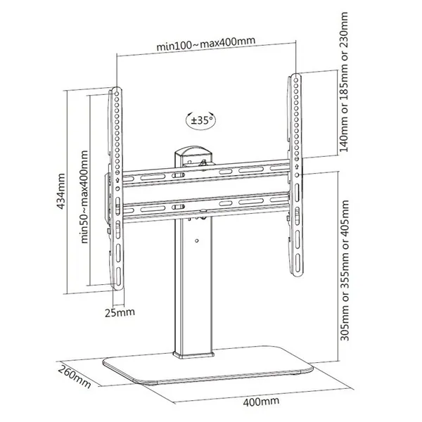 Equip Monitor Asztali állvány - 650611 (32"-55", 1 kijelző, forgatható, állítható magasság, Max.:40kg, fekete) – 8. kép