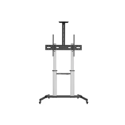 Equip TV állvány - 650631 (60"-100" álló, dönthető, állítható magasság, gurulós, Max.:100kg, fekete/ezüst) – 2. kép