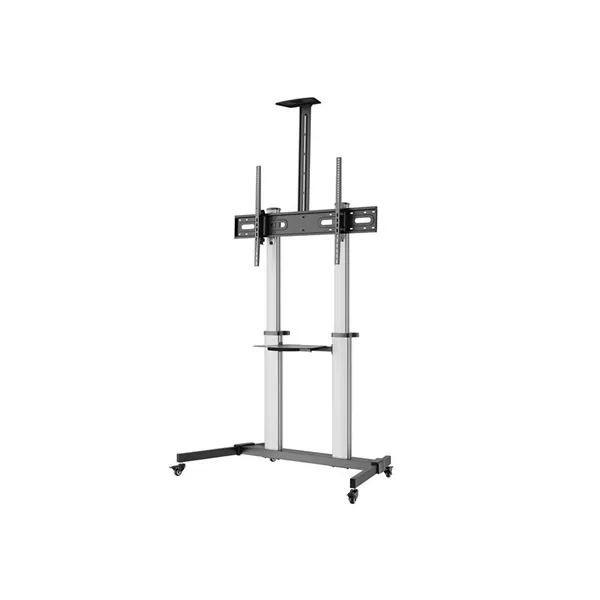 Equip TV állvány - 650631 (60"-100" álló, dönthető, állítható magasság, gurulós, Max.:100kg, fekete/ezüst) – 4. kép