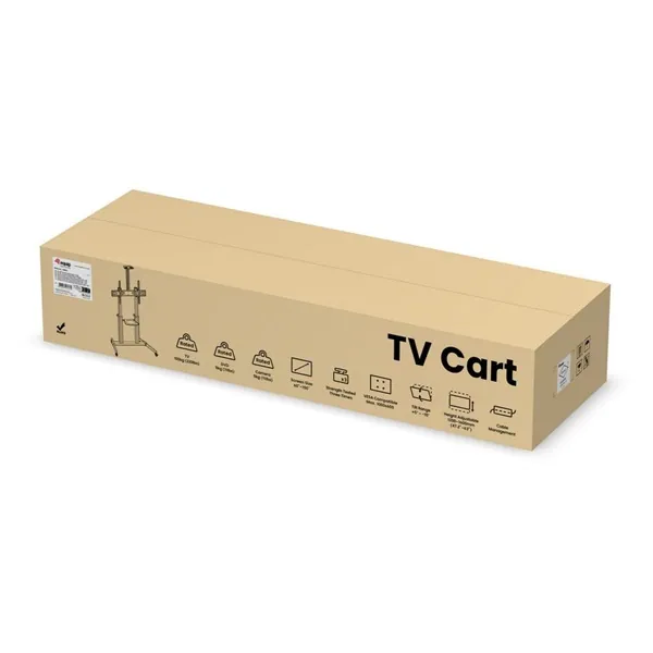 Equip TV állvány - 650631 (60"-100" álló, dönthető, állítható magasság, gurulós, Max.:100kg, fekete/ezüst) – 8. kép