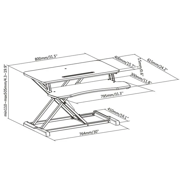 Equip Monitor/Periféria Asztali állvány - 650840 (Ergonomikus, állítható magasság: 10-50 cm, Max.: 15kg, acél, fekete) – 3. kép