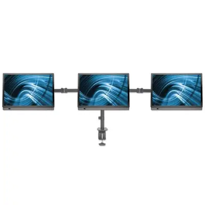 Manhattan asztali állvány - Dupla karos, 3db monitor részére (max.VESA:75x75, 13"-27"-ig, 7kg, fekete) – 2. kép