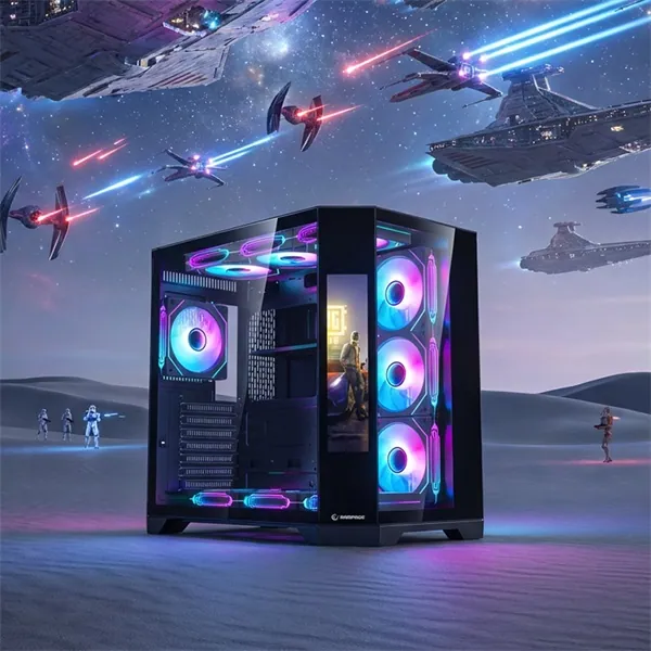 Rampage Számítógépház - NOVA (fekete; üveg; ATX; 9,17" TFT kijelző, 7x120mm RGB, 1xUSB3.0 + 1xUSB2.0) – 6. kép