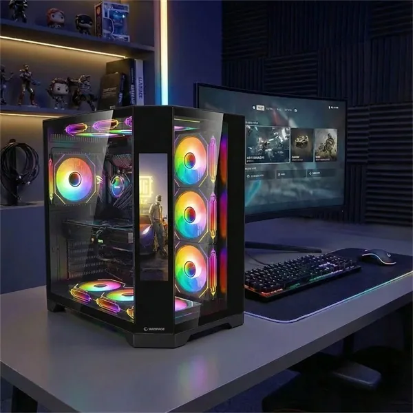 Rampage Számítógépház - NOVA (fekete; üveg; ATX; 9,17" TFT kijelző, 7x120mm RGB, 1xUSB3.0 + 1xUSB2.0) – 7. kép