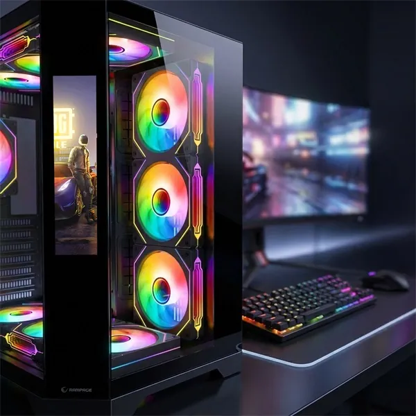 Rampage Számítógépház - NOVA (fekete; üveg; ATX; 9,17" TFT kijelző, 7x120mm RGB, 1xUSB3.0 + 1xUSB2.0) – 8. kép