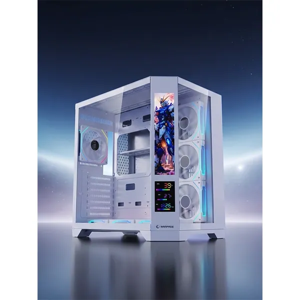 Rampage Számítógépház - NOVA V2 (fehér; üveg; ATX; 9,17" LCD kijelző, 7x120mm A-RGB, 1xUSB3.0 + 1xUSB-C) – 6. kép