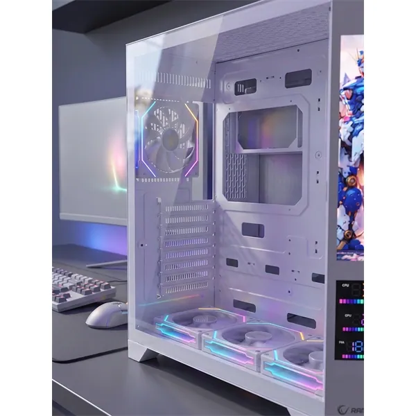 Rampage Számítógépház - NOVA V2 (fehér; üveg; ATX; 9,17" LCD kijelző, 7x120mm A-RGB, 1xUSB3.0 + 1xUSB-C) – 7. kép