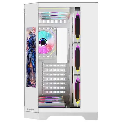 Rampage Számítógépház - NOVA (fehér; üveg; ATX; 9,17" TFT kijelző, 7x120mm RGB, 1xUSB3.0 + 1xUSB2.0) – 2. kép