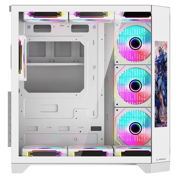 Rampage Számítógépház - NOVA (fehér; üveg; ATX; 9,17" TFT kijelző, 7x120mm RGB, 1xUSB3.0 + 1xUSB2.0) – 5. kép