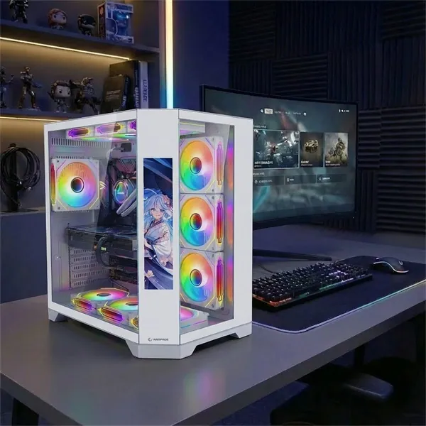 Rampage Számítógépház - NOVA (fehér; üveg; ATX; 9,17" TFT kijelző, 7x120mm RGB, 1xUSB3.0 + 1xUSB2.0) – 7. kép