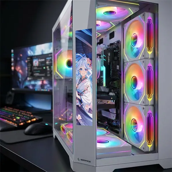 Rampage Számítógépház - NOVA (fehér; üveg; ATX; 9,17" TFT kijelző, 7x120mm RGB, 1xUSB3.0 + 1xUSB2.0) – 8. kép
