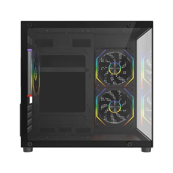 Rampage Számítógépház - LUMID (fekete; ablakos; BTF, mATX, Type-C, USB 3.0, alsó táp, 3x120mm A-RGB) – 4. kép