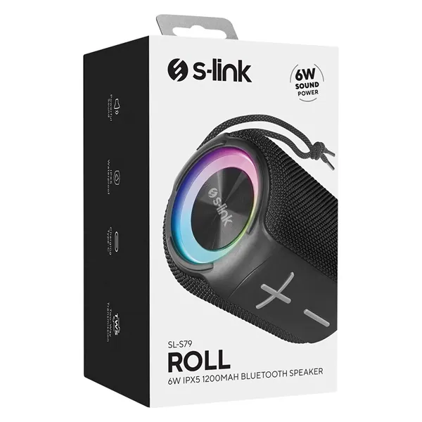 S-Link Bluetooth Hangszóró - SL-S79 ROLL (RGB, 6W, 1200mah, hangerőszabályzó, IPX5, USB) – 6. kép