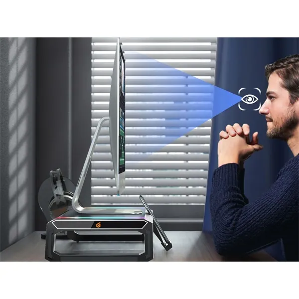 Conceptronic Monitor állvány - THORNE01B (állítható RGB, 4x USB2.0, beépített fiók, összecsukható, Max.: 10kg, fekete) – 4. kép