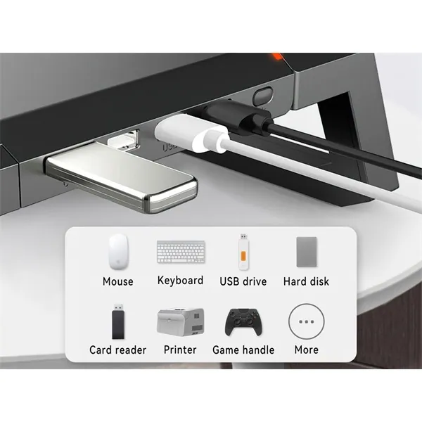 Conceptronic Monitor állvány - THORNE01B (állítható RGB, 4x USB2.0, beépített fiók, összecsukható, Max.: 10kg, fekete) – 5. kép