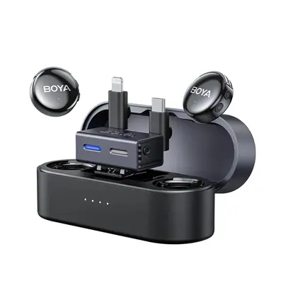 BOYA Mikrofon - BOYALINK 3-01 (Vezeték nélküli, zajszűrés, fekete, Lightning, USB-C, 3,5mm)