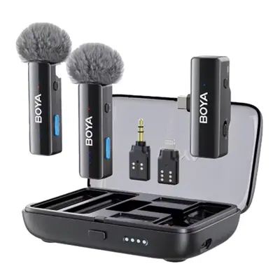 BOYA Mikrofon - BOYALINK V2.0 (Vezeték nélküli, zajszűrés, fekete, Lightning, USB-C)