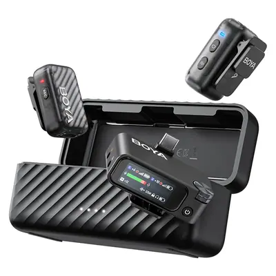 BOYA Mikrofon - BOYAMIC 2-02 (Vezeték nélküli, zajszűrés, fekete, USB-C, 3,5mm)