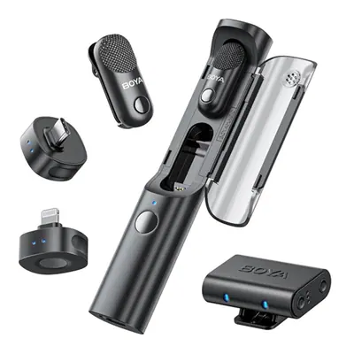 BOYA Mikrofon - Magic-02 (Vezeték nélküli, fekete, 2TX+3RX, Lightning, USB-C, 3,5mm)