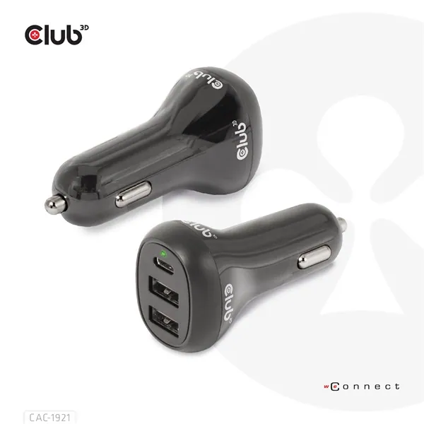 Club 3D Autós Töltő - CAC-1921 (36W, 2x USB-A, 1x USB-C, 12-24V, QC3.0) – 8. kép