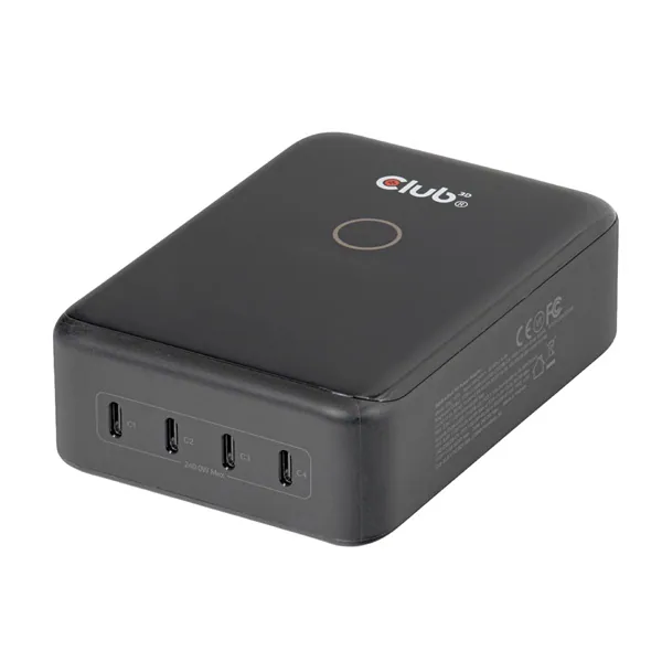 Club 3D Hálózati Adapter - CAC-1933 (240W GaN, 4x USB-C, PD3.1, PPS + LED kijelző) – 2. kép