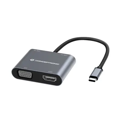 Conceptronic Notebook Dokkoló - DONN16G (USB-C to HDMI+VGA+USB-A PD:100W, ezüst) – 2. kép