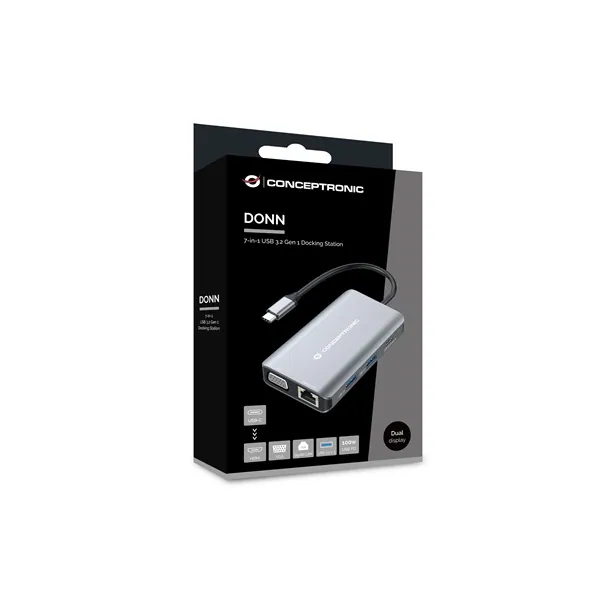 Conceptronic Notebook Dokkoló - DONN21G (USB-C to HDMI/VGA/USB-C PD/USB 3.0/GbE) – 3. kép