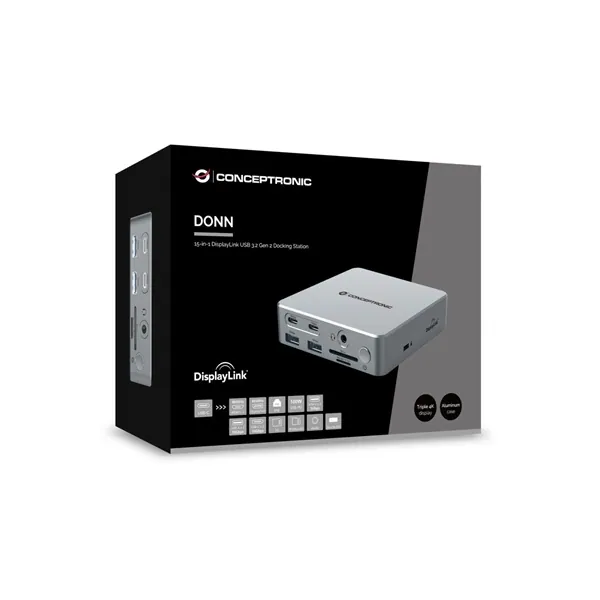 Conceptronic Notebook Dokkoló - DONN25G (USB-C to HDMI/DP/USB-C PD/USB-A/SD/TF/RJ45/Audio) – 6. kép
