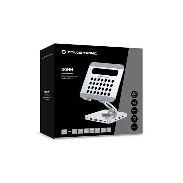 Conceptronic Tablet Dokkoló/tartó - DONN26G (USB-C to HDMI/USB-C PD/USB 3.0/SD/TF) – 3. kép