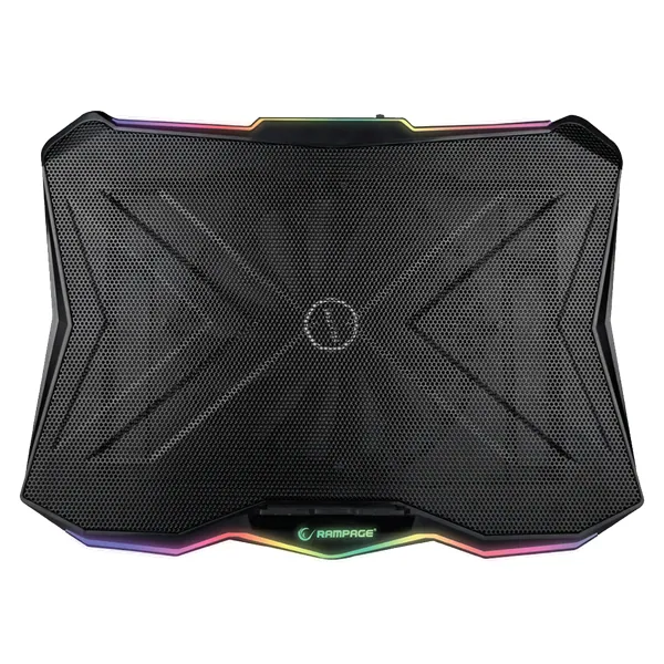 Rampage Notebook Hűtőpad 17,3"-ig - AD-RC8 SHOWY (fém rács; RGB, 1x18cm, USB port, állítható döntési magasság) – 2. kép