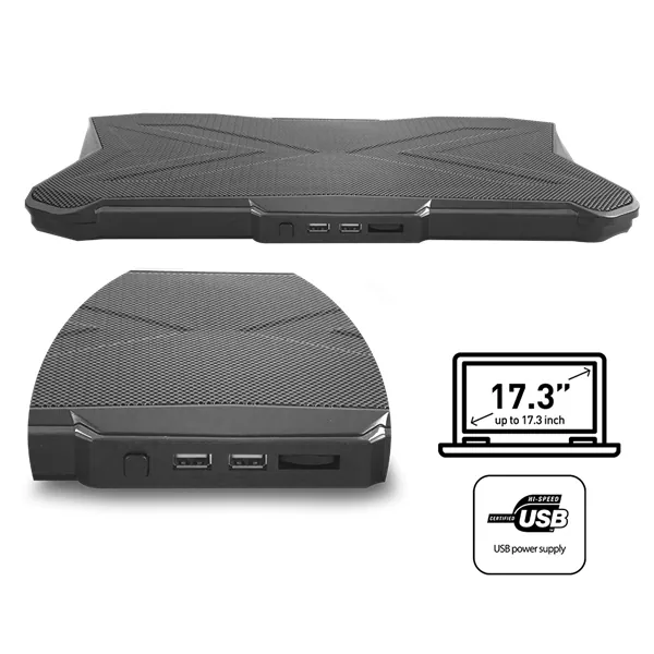 Rampage Notebook Hűtőpad 17,3"-ig - AD-RC8 SHOWY (fém rács; RGB, 1x18cm, USB port, állítható döntési magasság) – 3. kép