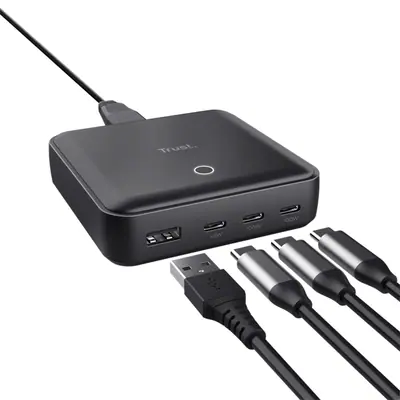 Trust Telefon töltő - Maxo (4 port; 100W; USB + 3x USB-C; fekete)