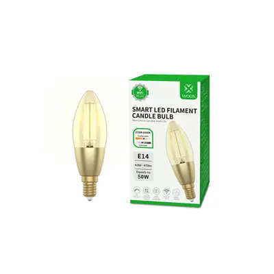 Woox Smart  LED Izzó - R5141 (Filament Candle Design, E14, 4,9W, 470lm, 2700–6500K, Wi-Fi) – 2. kép