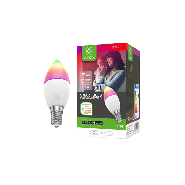 Woox Smart LED Izzó - R9075 (E14, 5W, 470lm, RGB+CCT, 2700–6500K, Wi-Fi, 30 000 óra élettartam) – 3. kép