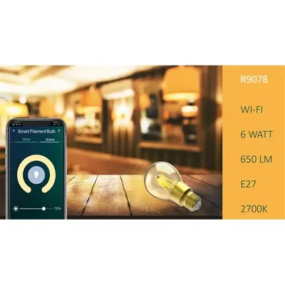 Woox Smart Filament LED Izzó - R9078 (E27, 6W, 650lm, 2700K, Wi-Fi, szabályozható fényerő) – 2. kép