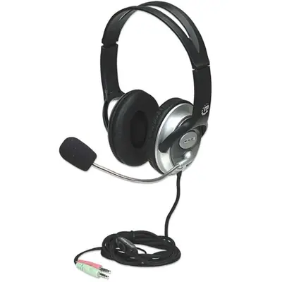 Manhattan Fejhallgató - Sztereó fejhallgató, 2.5m vezeték, Over-ear Design, Fekete-ezüst