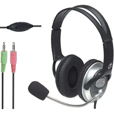 Manhattan Fejhallgató - Sztereó fejhallgató, 2.5m vezeték, Over-ear Design, Fekete-ezüst – 2. kép