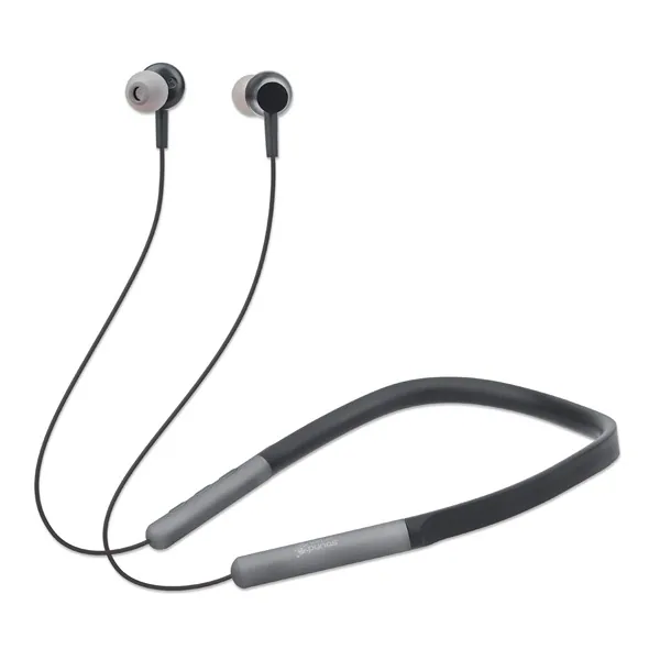 Manhattan Fülhallgató - Bluetooth 5.0 + EDR vezetéknélküli, mikrofon, hangerőszabályzó, neckband, Fekete