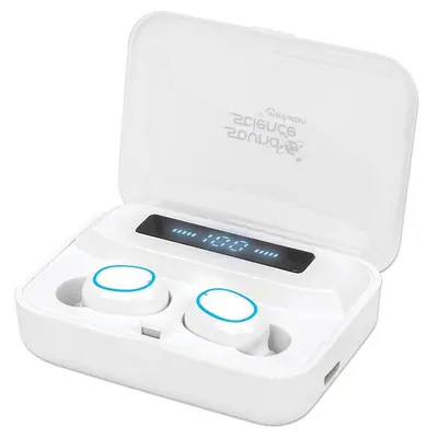 Manhattan Fülhallgató - Bluetooth 5.0 vezetéknélküli, mikrofon, hangerőszabályzó, Powerbank funkció, Fehér