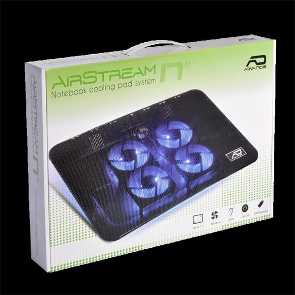 Advance Notebook Hűtőpad 17"-ig - AIRSTREAM 17 (Max.: 17", 4x80mm, 1500rpm, 1xUSB2.0, fekete) – 8. kép