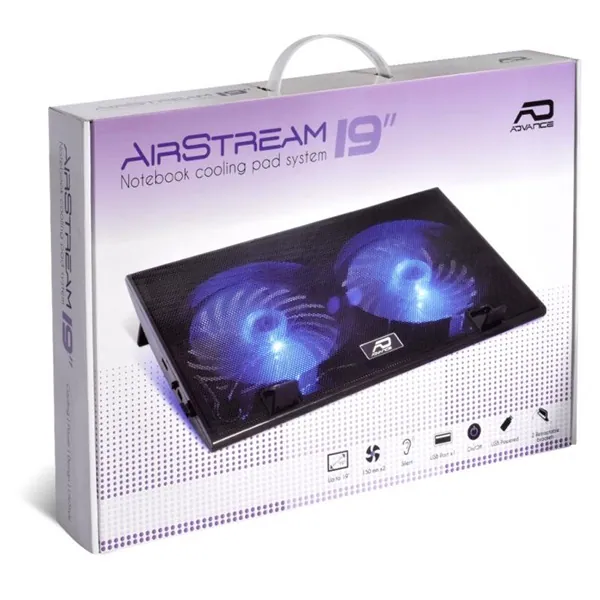 Advance Notebook Hűtőpad 19"-ig - AIRSTREAM 19 (Max.: 19", 2x150mm, 1000rpm, 1xUSB2.0, fekete) – 8. kép