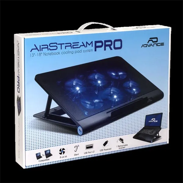 Advance Notebook Hűtőpad 18"-ig - AIRSTREAM 18 (Max.: 18", 6x80mm, 2000rpm, 1xUSB2.0, fekete) – 7. kép