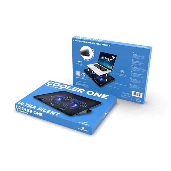 Bluestork Notebook Hűtőpad 17"-ig - NB-COOLER-ONE (LED, 2xUSB-A) – 5. kép
