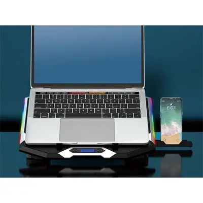 Conceptronic Notebook Hűtőpad 17"-ig - THYIA01B (USB, 6x12,5cm, LCD kijelző, állítható magasság, csúszásmentes, fekete) – 2. kép