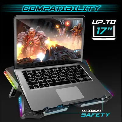 Spirit of Gamer Notebook Hűtőpad 17"-ig - AIRBLADE 500 RGB (25dB; 4x12cm, RGB, 2xUSB2.0) – 2. kép