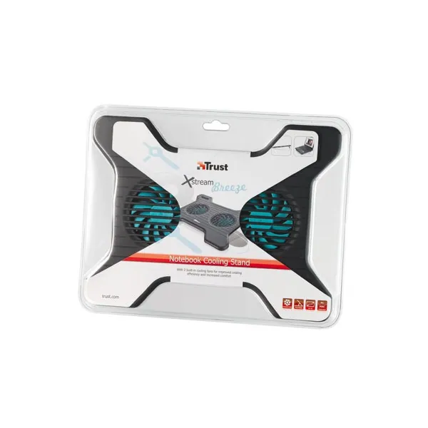 Trust Notebook Hűtő Pad - Xstream Breeze (állítható dőlésszög; USB-ről működő 2x ventilátor; fekete) – 6. kép