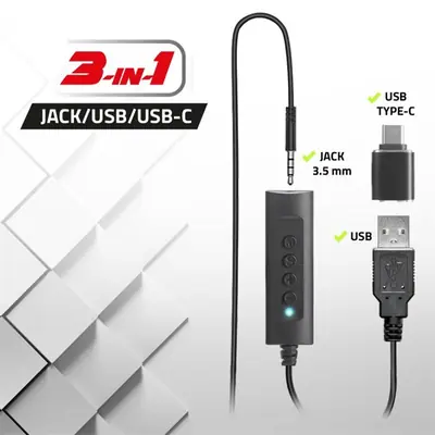 Advance Fejhallgató - SMARTPHONICS 350 (3,5mm Jack/USB, 1,5m kábel, fekete) – 2. kép