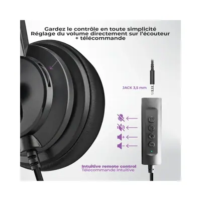 Advance Fejhallgató - SMARTPHONICS 650 (USB/Jack, 1,2m kábel, fekete) – 2. kép