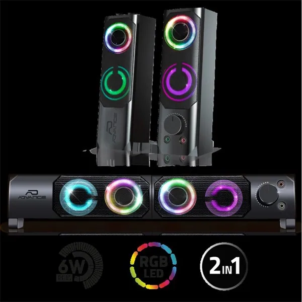 Advance Hangszóró - SOUNDPHONICS RGB 6W RMS (2.0, 3,5mm Jack, RGB, fekete) – 2. kép
